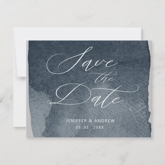 Elegant Script Waterverfwas Save The Date Kaart (Voorkant)