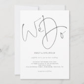 Elegant script we doen minimalistisch grijs huweli kaart (Voorkant)