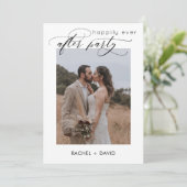 Elegant Script We Eloped Foto Bruiloft Receptie Kaart (Staand voorkant)