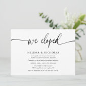 Elegant script We hebben de Elopement Wedding uitg Kaart (Staand voorkant)