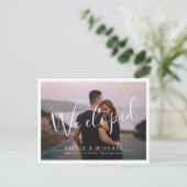 Elegant script "we hebben de moderne fotobruiloft briefkaart (Staand voorkant)