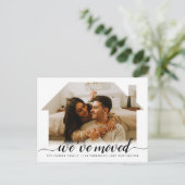 Elegant script We hebben nieuwe home foto verplaat Aankondigingskaart (Staand voorkant)