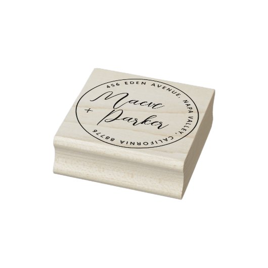 Elegant Script Weddennames Round Return-adres Rubberstempel (Stempel)