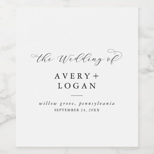 Elegant Script Weddennenlabel Wijn Etiket (Enkel label)