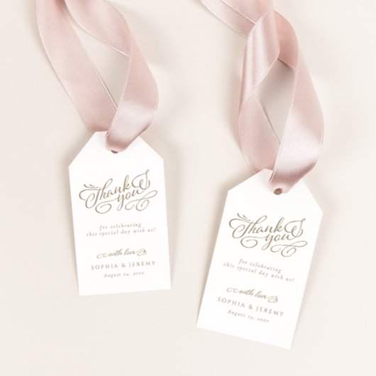 Elegant Script Weddenschap Bedankt Cadeaulabel