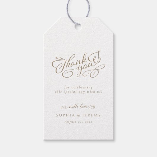 Elegant Script Weddenschap Bedankt Cadeaulabel (Voorkant)
