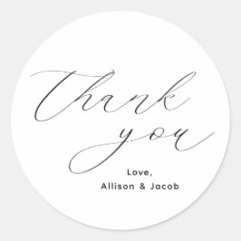 Elegant Script Weddenschap Bedankt Ronde Sticker