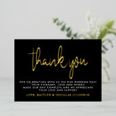 Elegant Script Weddenschap Echt bedankt Folie Uitnodiging (Staand Voorkant)