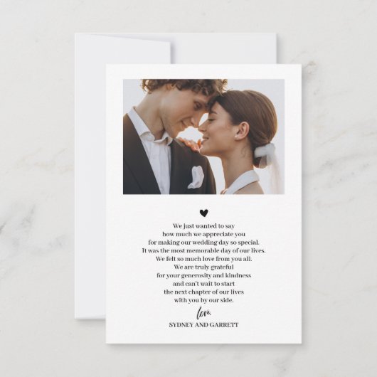 Elegant Script Wedding 2-foto Dank u kaart (Achterkant)