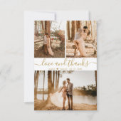 Elegant Script Wedding 3 Foto Collage Bedankkaart (Voorkant)