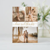 Elegant Script Wedding 3 Foto Collage Bedankkaart (Staand voorkant)