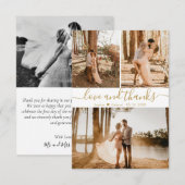 Elegant Script Wedding 3 Foto Collage Bedankkaart (Voorkant / Achterkant)