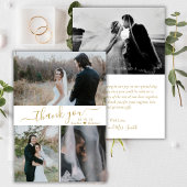 Elegant Script Wedding 3 Foto Collage Hartelijk da Bedankkaart