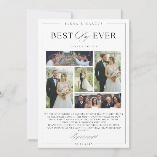 Elegant Script Wedding 5 foto's Dank u kaart (Voorkant)