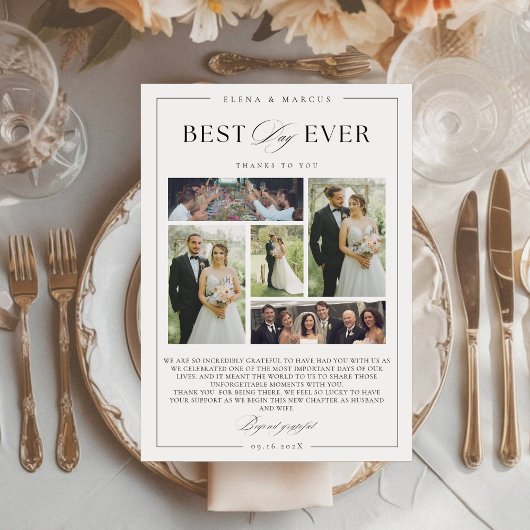 Elegant Script Wedding 5 foto's Dank u kaart