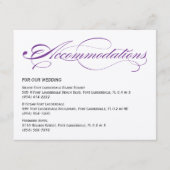Elegant Script Wedding Accommodations - Paars Informatiekaartje (Voorkant)