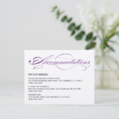 Elegant Script Wedding Accommodations - Paars Informatiekaartje (Staand voorkant)