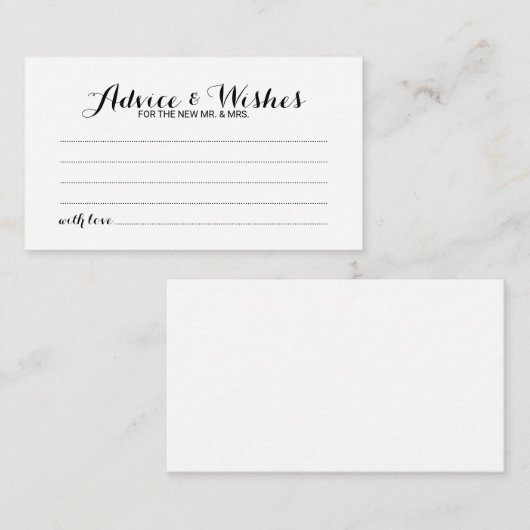 Elegant Script Wedding Advice en Wishes Kaart (Voorkant / Achterkant)
