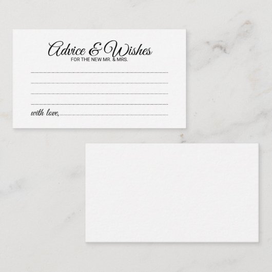 Elegant Script Wedding Advice en Wishes Kaart (Voorkant / Achterkant)