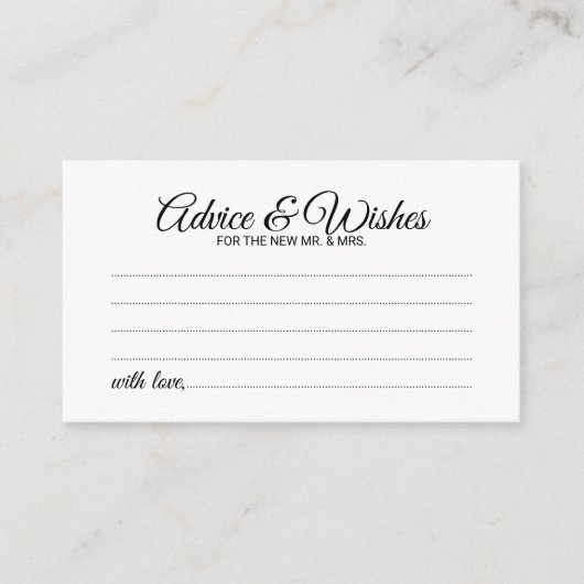 Elegant Script Wedding Advice en Wishes Kaart (Voorkant)