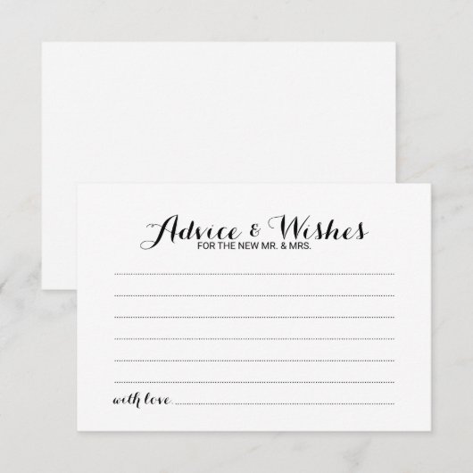 Elegant Script Wedding Advice en Wishes Kaart (Voorkant / Achterkant)