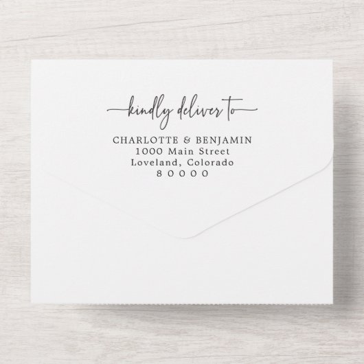 Elegant Script Wedding All In One Uitnodiging (Achterkant)