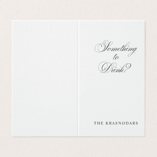 Elegant Script Wedding Bar Menu Place Card (Buitenkant ongevouwen)