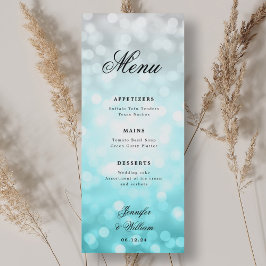 Elegant Script Wedding Beach Bokeh Lights Menu