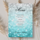 Elegant Script Wedding Beach Bokeh Lights Menu