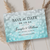 Elegant Script Wedding Beach Bokeh Lights Save The Date