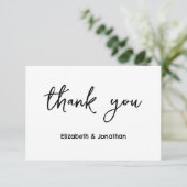 Elegant Script Wedding Bedankkaart (Staand voorkant)