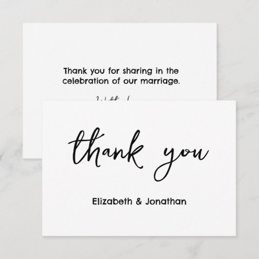 Elegant Script Wedding Bedankkaart (Voorkant / Achterkant)