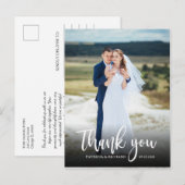 Elegant Script Wedding Bedankt Foto Briefkaart (Voorkant / Achterkant)