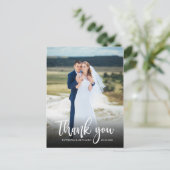 Elegant Script Wedding Bedankt Foto Briefkaart (Staand voorkant)