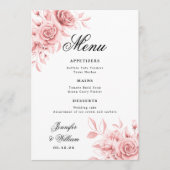 Elegant Script Wedding Blush Pink Rose Bloemen Menu (Voorkant)