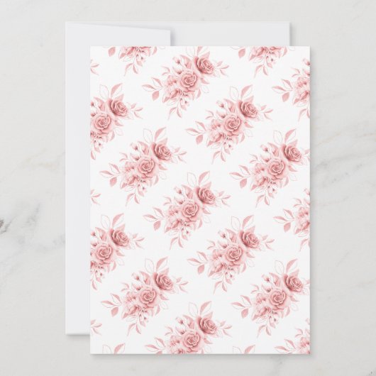 Elegant Script Wedding Blush Roos Gold Floral Kaart (Achterkant)