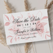 Elegant Script Wedding Blush Roos Gold Floral Save The Date
