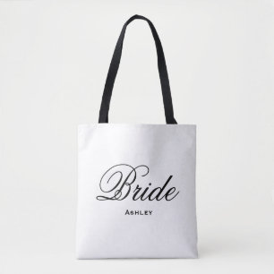 Elegant Script Wedding Bride Canvas tas