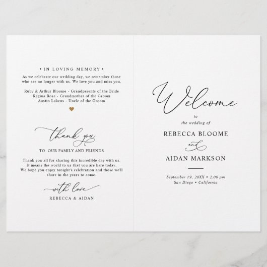 Elegant Script Wedding Ceremony BiFold Program (Voorkant)