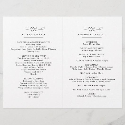 Elegant Script Wedding Ceremony BiFold Program (Achterkant)
