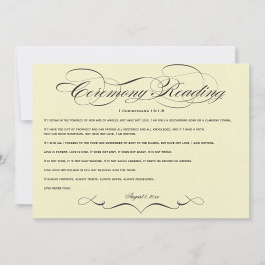 Elegant Script Wedding Ceremony Reading (Voorkant)