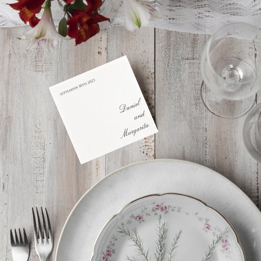 Elegant Script Wedding Cocktail Napkin Servet