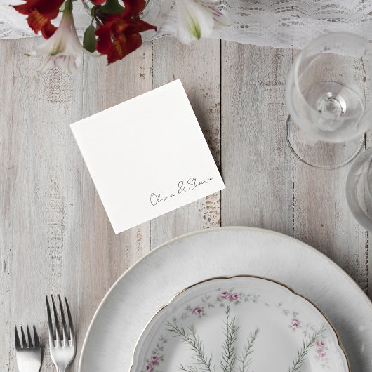 Elegant Script Wedding Cocktail Napkin Servet