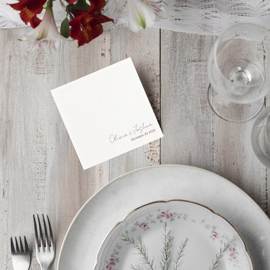 Elegant Script Wedding Cocktail Napkin Servet