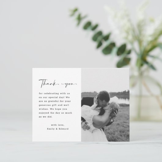 Elegant Script Wedding Custom Foto Hartelijk dank Briefkaart (Staand voorkant)
