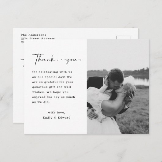 Elegant Script Wedding Custom Foto Hartelijk dank Briefkaart (Voorkant / Achterkant)
