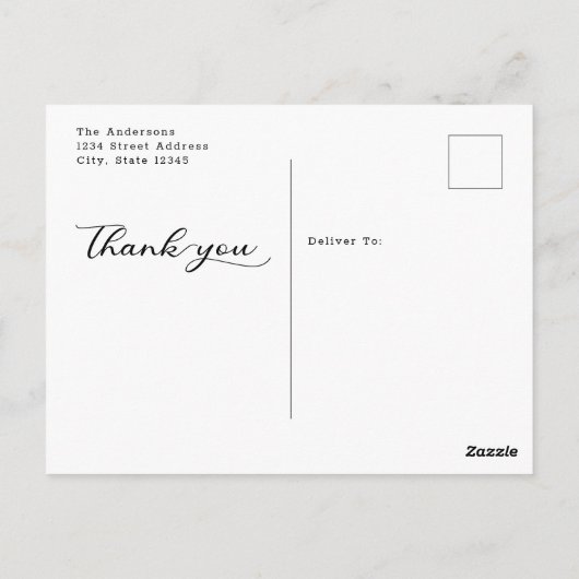 Elegant Script Wedding Custom Foto Hartelijk dank Briefkaart (Achterkant)