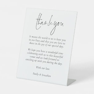 Elegant Script Wedding Dank u Brief aan gasten Reclamebord Met Voetstuk