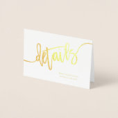 Elegant Script Wedding Details Enclosure Gold Folie Kaarten (Voorkant)