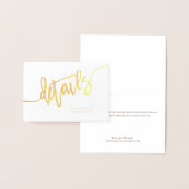 Elegant Script Wedding Details Enclosure Gold Folie Kaarten (Display)